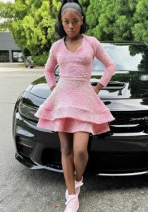 Pink Glitter Dress with Sneakers