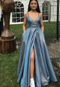 Sparkly Blue Dress with Sneakers