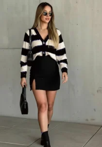 Striped Cardigan with Mini Skirt