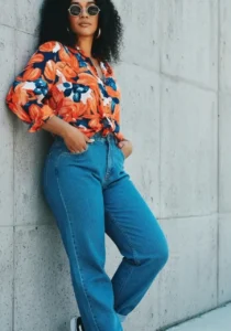 The Bold Button-Down & Mom Jeans