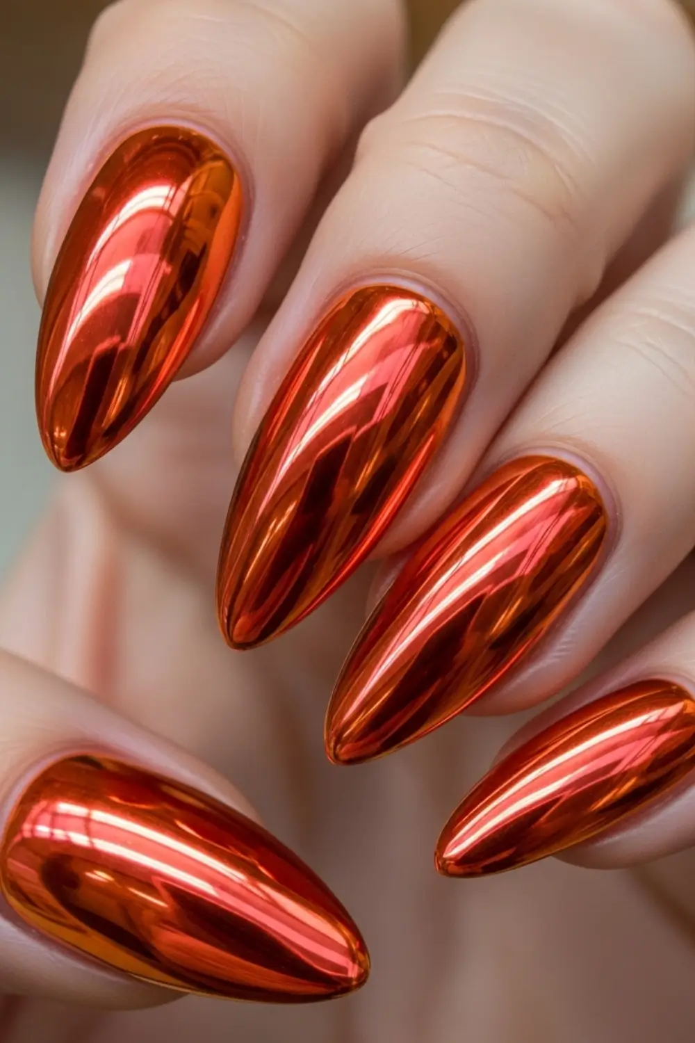 Orange Chrome Nail