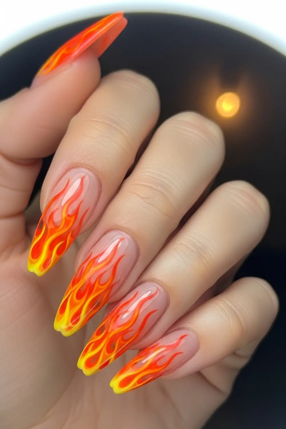 Orange Flame Nail