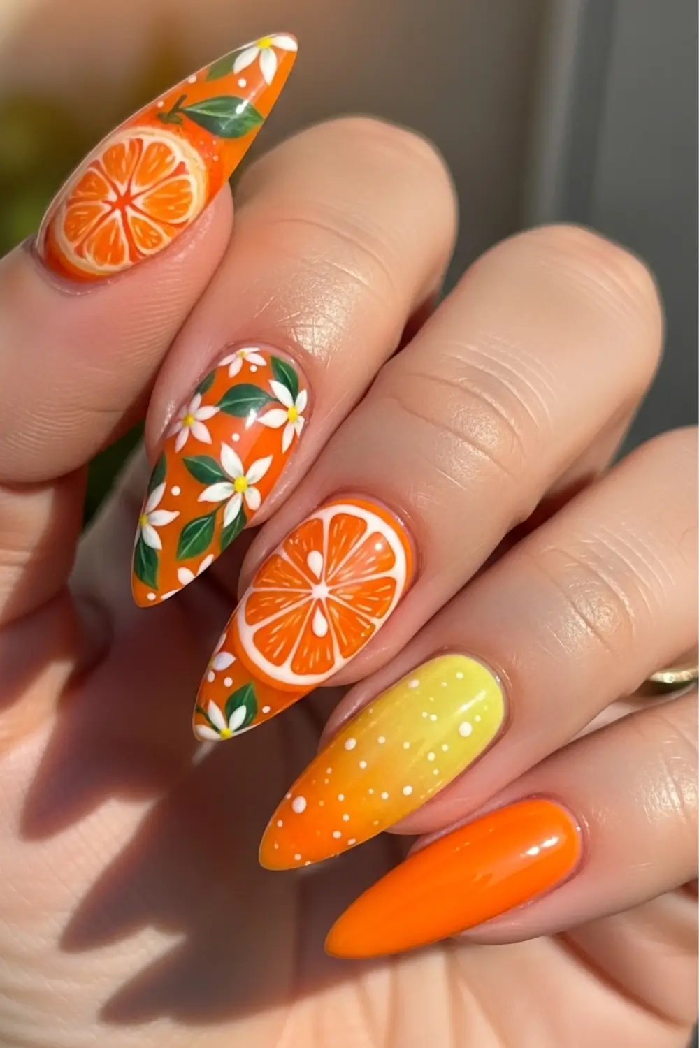 Orange Fruit Inspired Nail