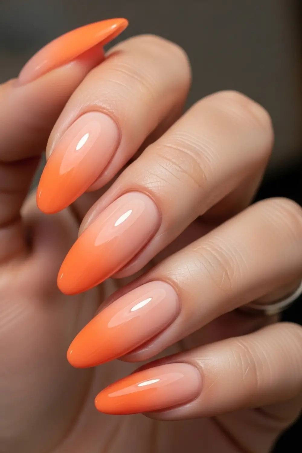 Peach Orange Ombre Nail