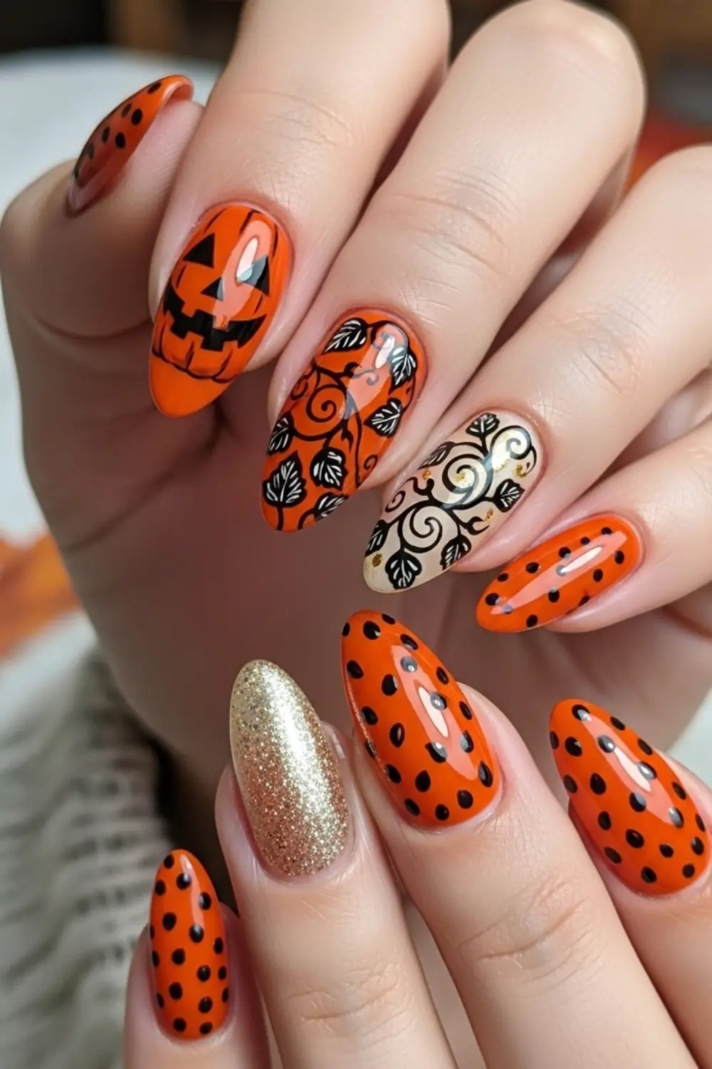 Pumpkin Inspired Orange Nail