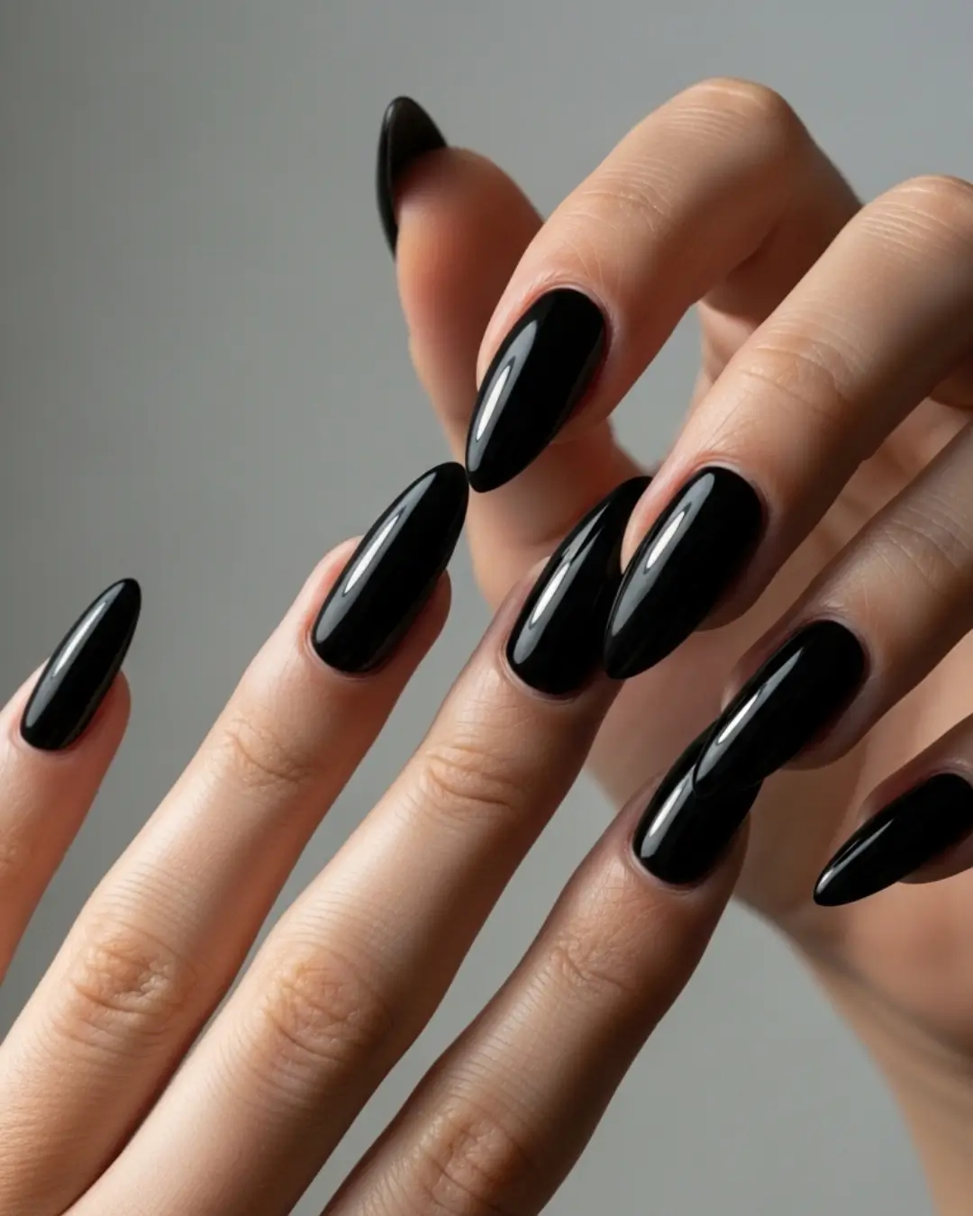 Black Long Almond Nails