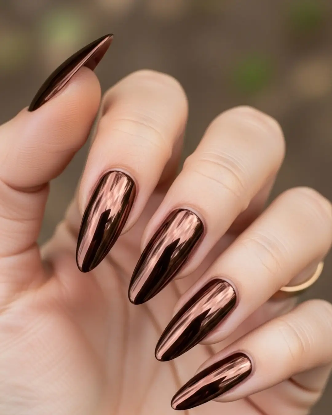 Brown Chrome Nails