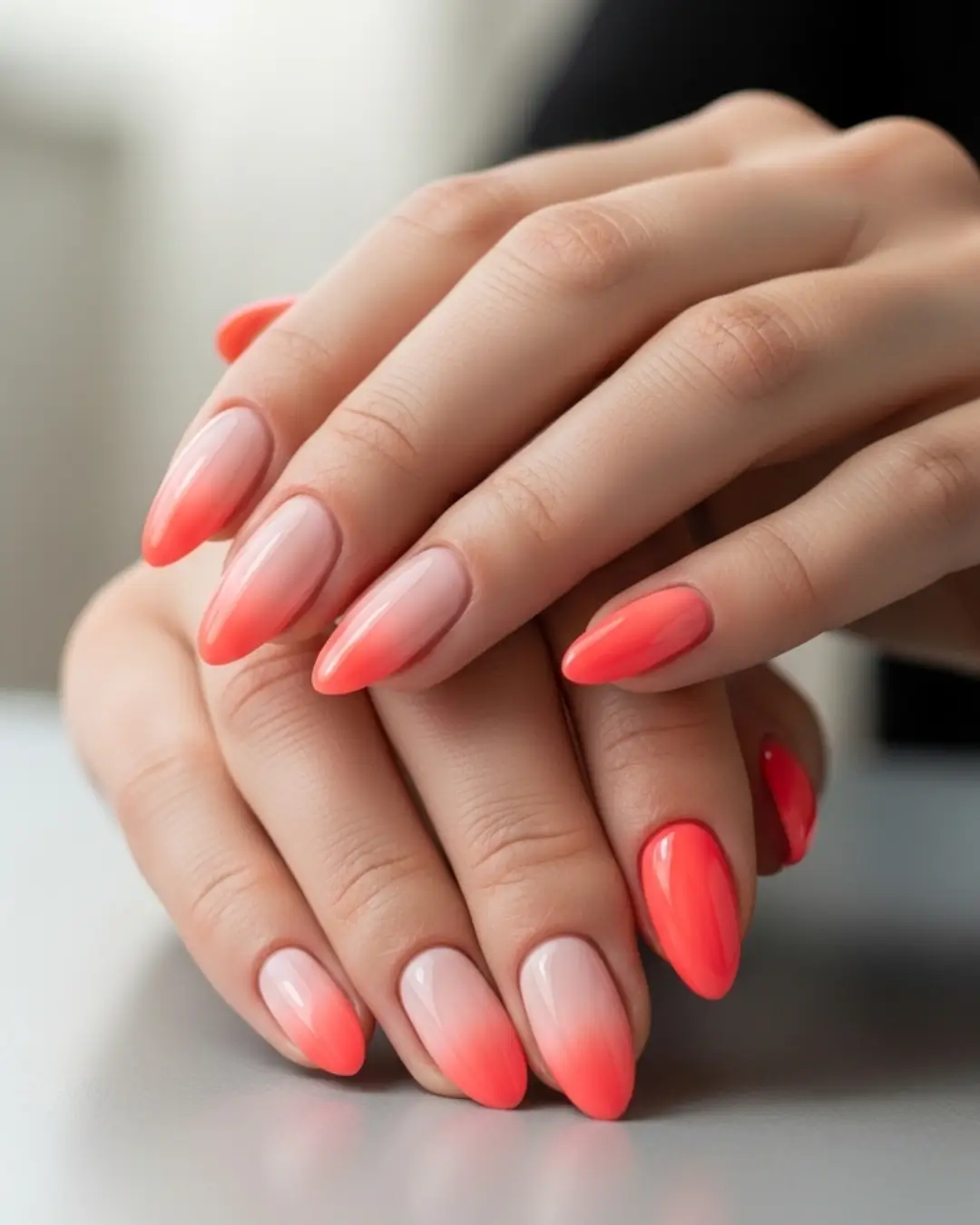 Coral Ombre Nails