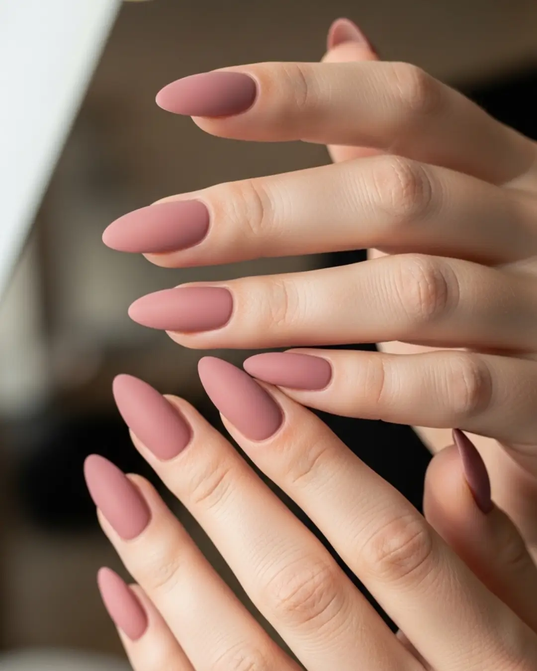 Dusty Rose Almond Nails