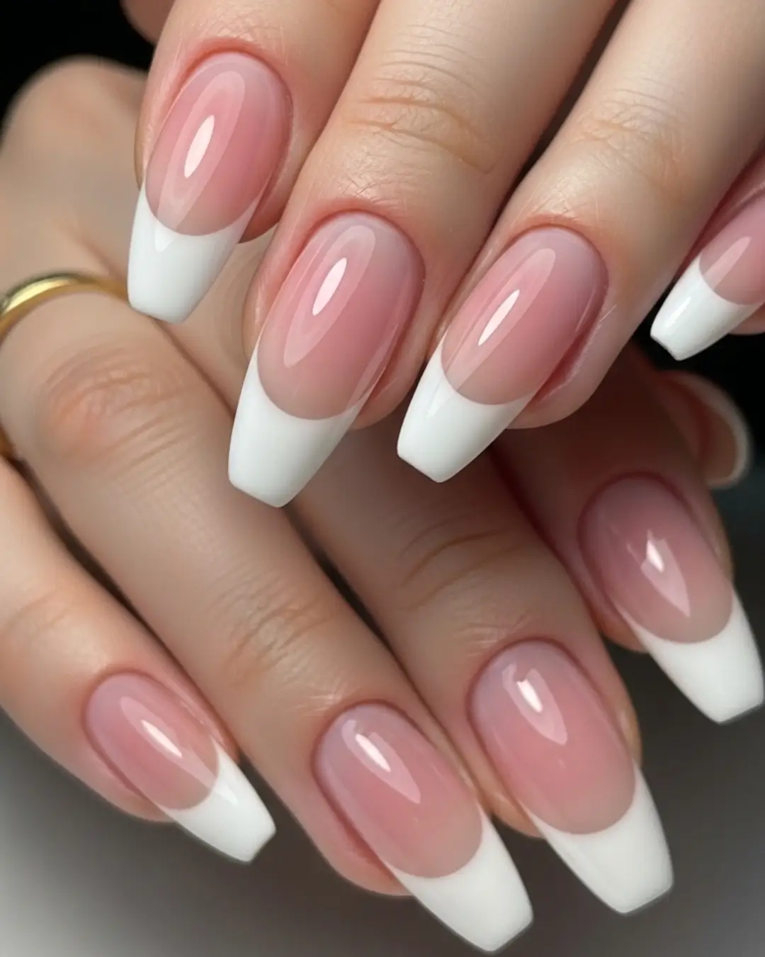 French Tip Long Almond Nails