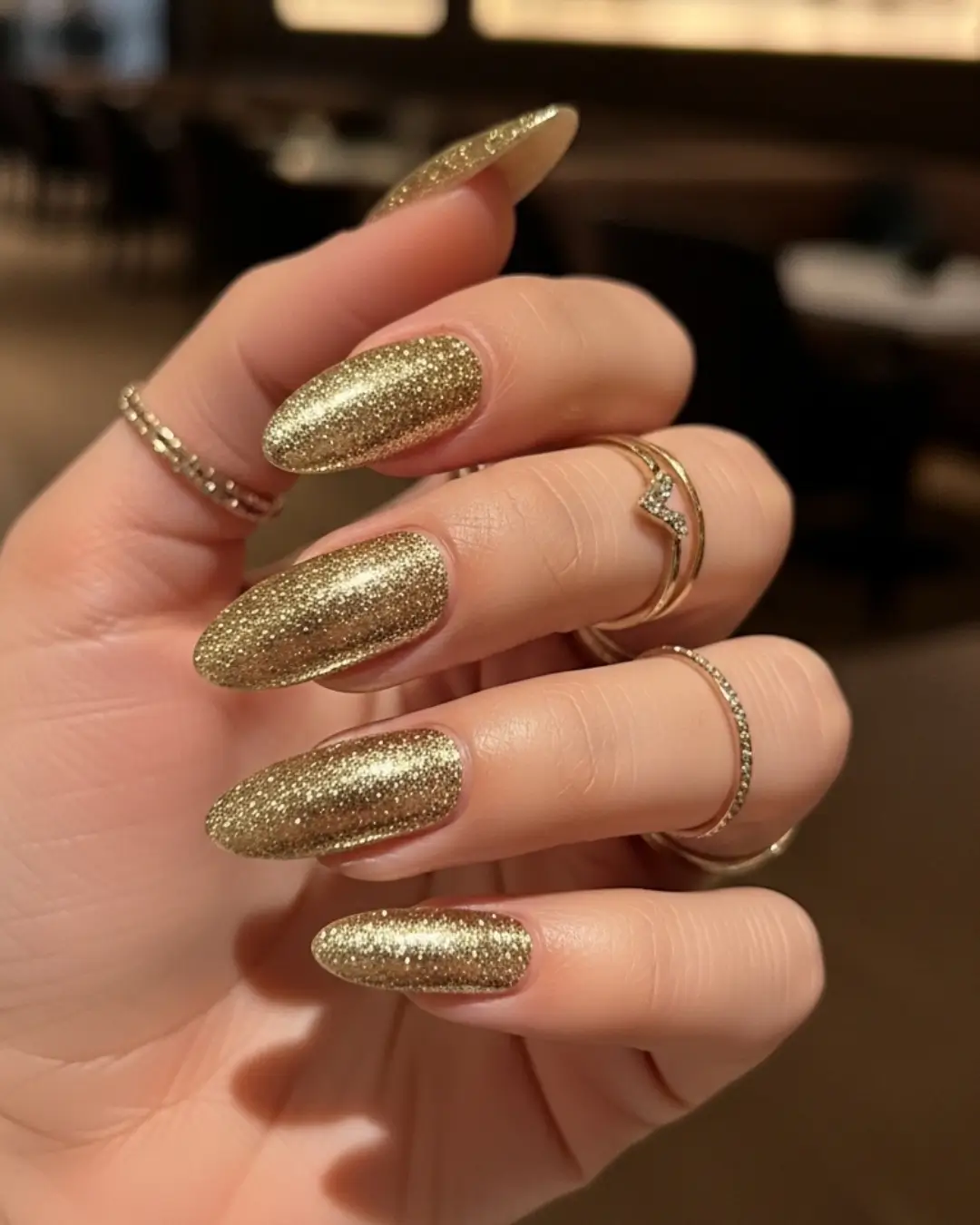 Gold Glitter Nails
