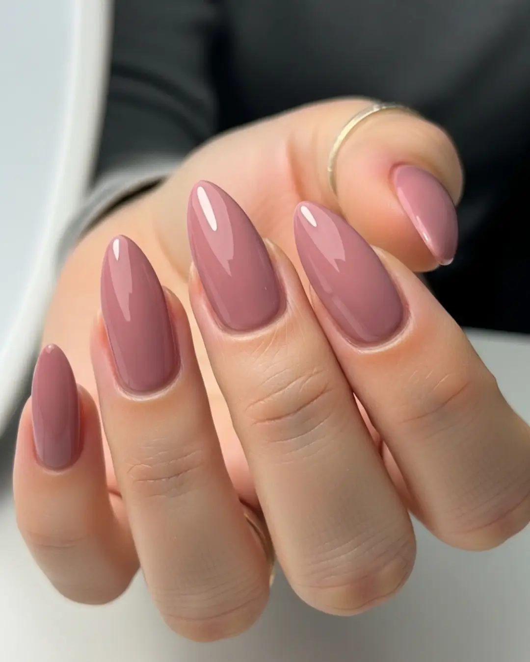 Mauve Pink Almond Nails
