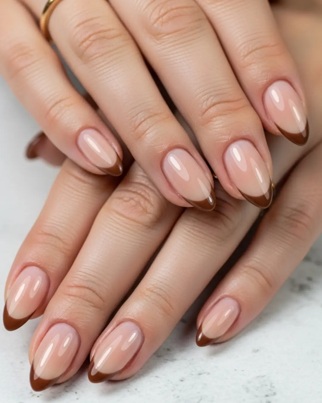 Nude Brown French Tip Nails