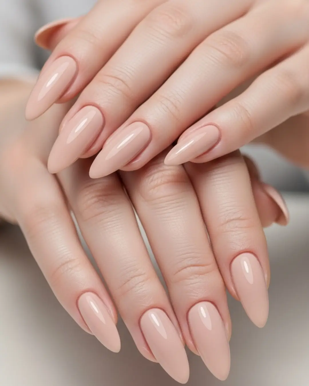 Nude Long Almond Nails