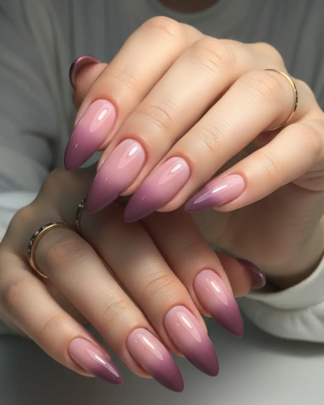 Ombre Long Almond Nails