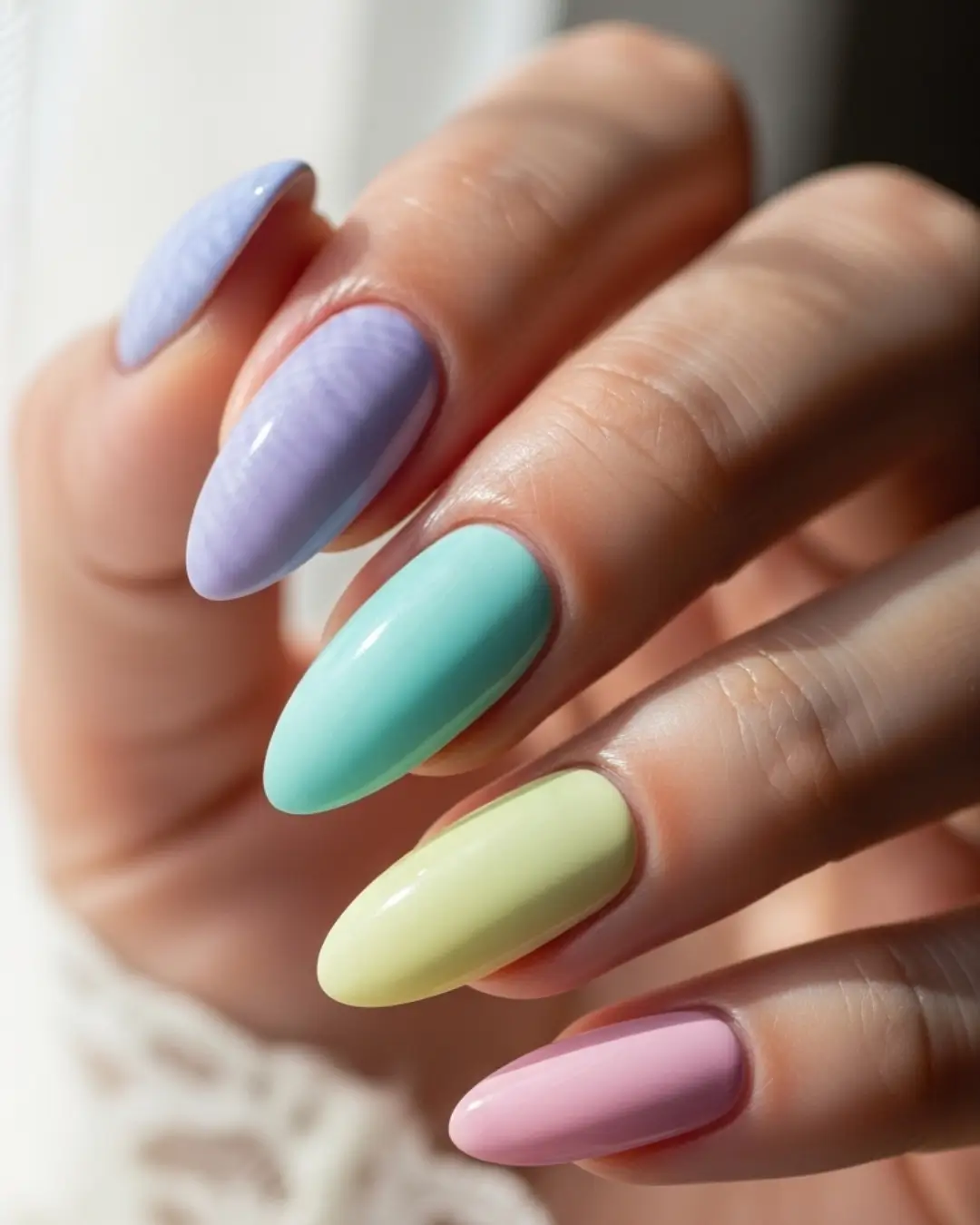 Pastel Long Almond Nails