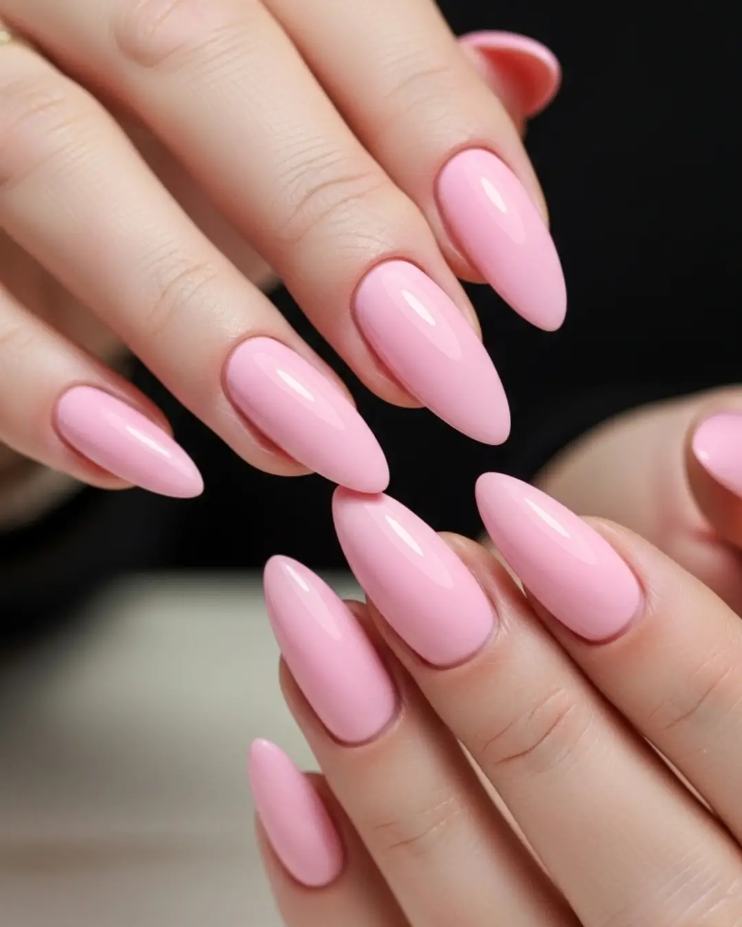 Soft Pink Long Almond Nails