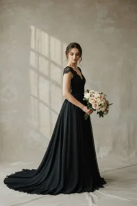 Black A-Line Wedding Dress