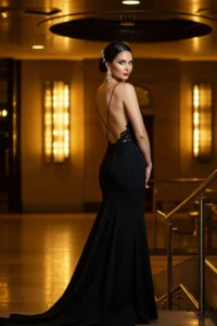 Black Backless Wedding Dress