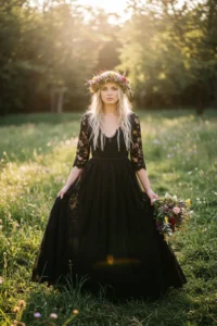 Black Bohemian Wedding Dress