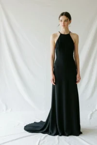 Black Halter Neck Wedding Dress
