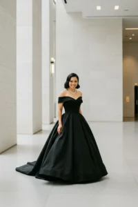 Black Off-the-Shoulder Wedding Dress