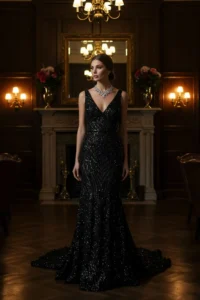 Black Sequin Wedding Dress
