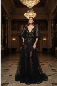 Black Sheer Wedding Dress