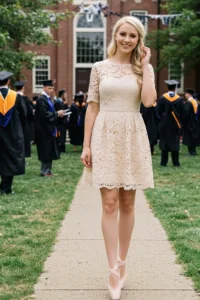 Lace Detail Dress with Ballet Flats
