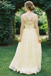 Pale Yellow Wedding Dress with Lace Details
