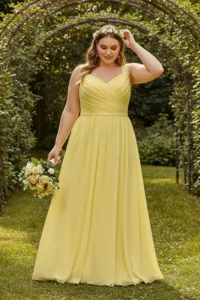 Plus Size Yellow Wedding Dress with Empire Waist