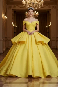 Yellow Ball Gown with Sweetheart Neckline