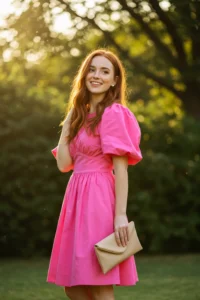 Bold Pink Statement Dress for a Show-Stopping Wedding Look