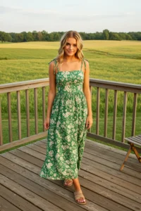 Floral Green Maxi Dress for a Romantic Summer Wedding