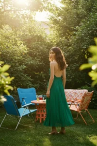 Flowy Green Pleated Dress