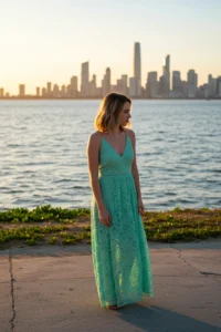 Mint Green Lace Maxi Dress for a Romantic Wedding