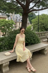 Soft Yellow Floral Dress for a Breezy Wedding Day Look