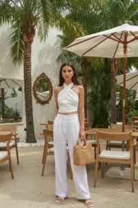 Stylish White Linen Set for Sunny Days