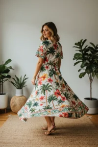 Tropical Floral Maxi Dress for a Relaxed Wedding Look