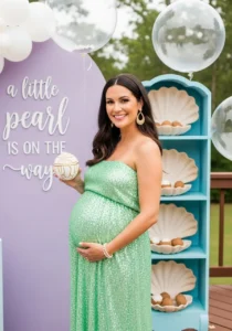 A Little Pearl on the Way Maternity Shoot with Sea-Inspired Decor