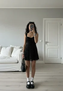 Black Polka Dot Dress + Chunky Loafers