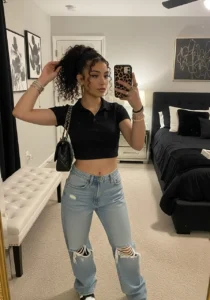 Black Polo & Ripped Jeans Combo for Effortless Style
