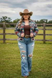 Flared Denim & Colorful Layers for Cowgirl Confidence