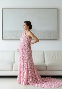 Flower-Inspired Maternity Photoshoot with a Floral Gown