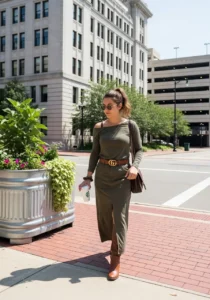 Olive Dress + Brown Boots
