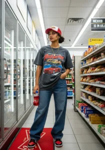 Retro Vibes with a Graphic Tee & Baggy Jeans