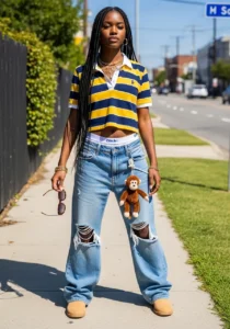 Sunny Day Vibes with This Bold Polo & Ripped Jeans Combo