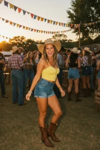 Sunset Cowgirl Vibes in Denim & Yellow