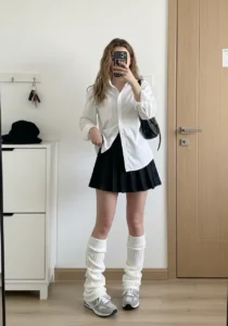 White Shirt + Pleated Skirt