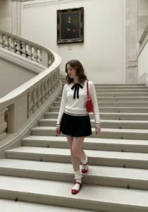 White Sweater + Black Skirt